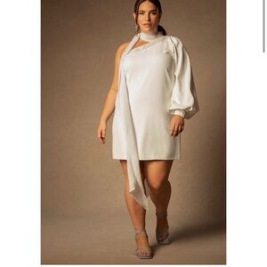 Bridal by Eloquii white off the shoulder dress with scarf